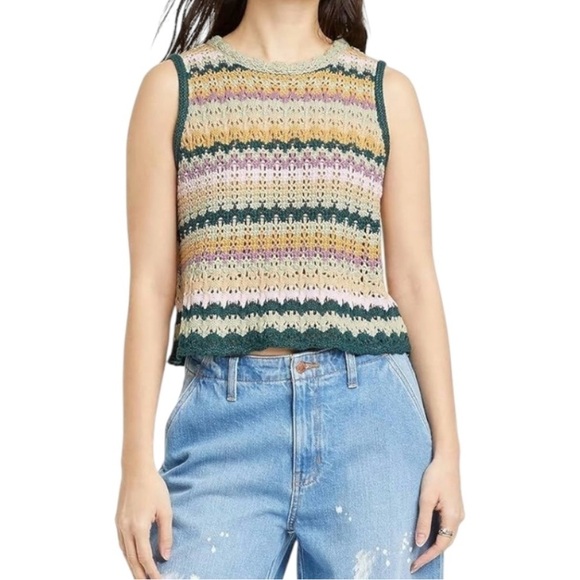 Universal Thread Tops - Universal Thread Striped Knit Sleeveless Tank Top Sweater Size XS